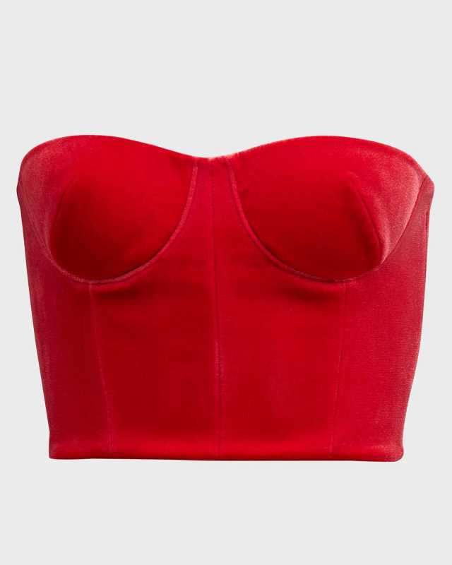 Bloom Strapless Velvet Bustier Top